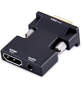 Tendak Active 1080P Female HDMI to VGA Male Converter Adapter Dongle with 3.5mm Stereo Audio Port...