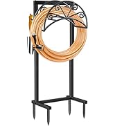 TomCare Garden Hose Holder Heavy Duty Water Hose Holder with 2 Tool Hooks Sturdy 4 Spikes Hose Re...
