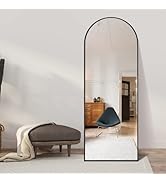 TRAHOME Wall Mirror Full Length with Standing, Black Arched Mirror,60''x20'', Large Floor Mirror ...