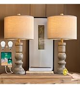 OYEARS Farmhouse Boho Table Lamps for Living Room Bedroom Set of 2 Touch Bedside Nightstand Lamp ...