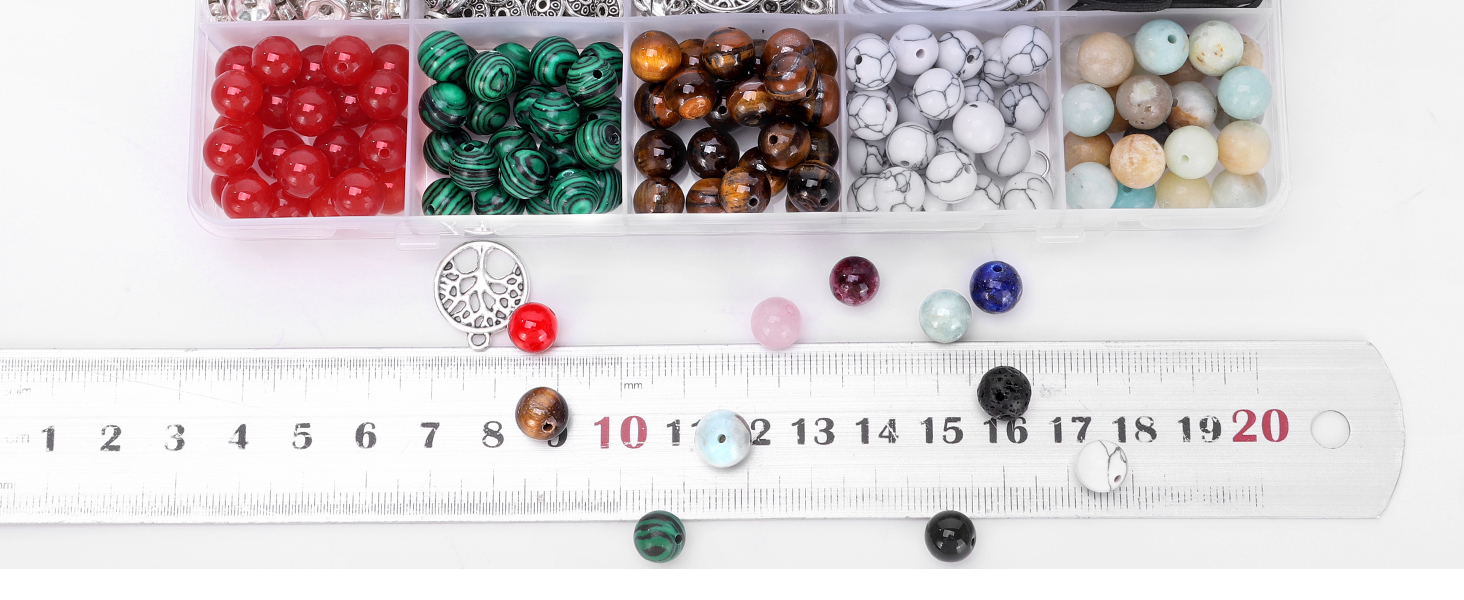 Natural Stone Healing Beads for Bracelets, Gemstone Beading &amp; Jewelry Necklace Making DIY Kit