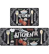 Colorful Anti Fatigue Kitchen Mat Set 2 Pieces Non Skid Comfort Standing Waterproof Rugs and...