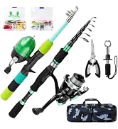 Family Fishing Pole Combo 2PCS Parent-Child Portable Travel Fishing Kit, 6.89FT+4.92FT Telescopic...