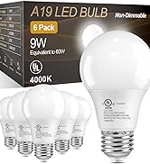 TJOY A19 LED Light Bulbs 60 Watt Equivalent, E26 Standard Base LED Bulbs, 4000K Cool White Lightb...