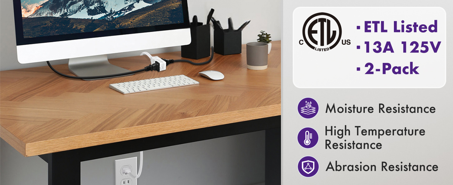 heavy-duty extension cord transforms a single outlet into three tamper-guarded outlet