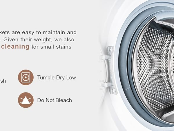 Washing instructions recommend washing in a commercial machine