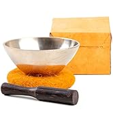 Mini Tibetan Singing Bowl Set - Cute Yoga Gift | Easy to Carry | Unique Sound Bowl Made of Bronze...