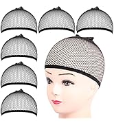 Fandamei 6PCS Wig Cap, 6PCS Black Mesh Wig Cap Net, Closed End Hair Mesh Net, Liner Weaving Caps ...