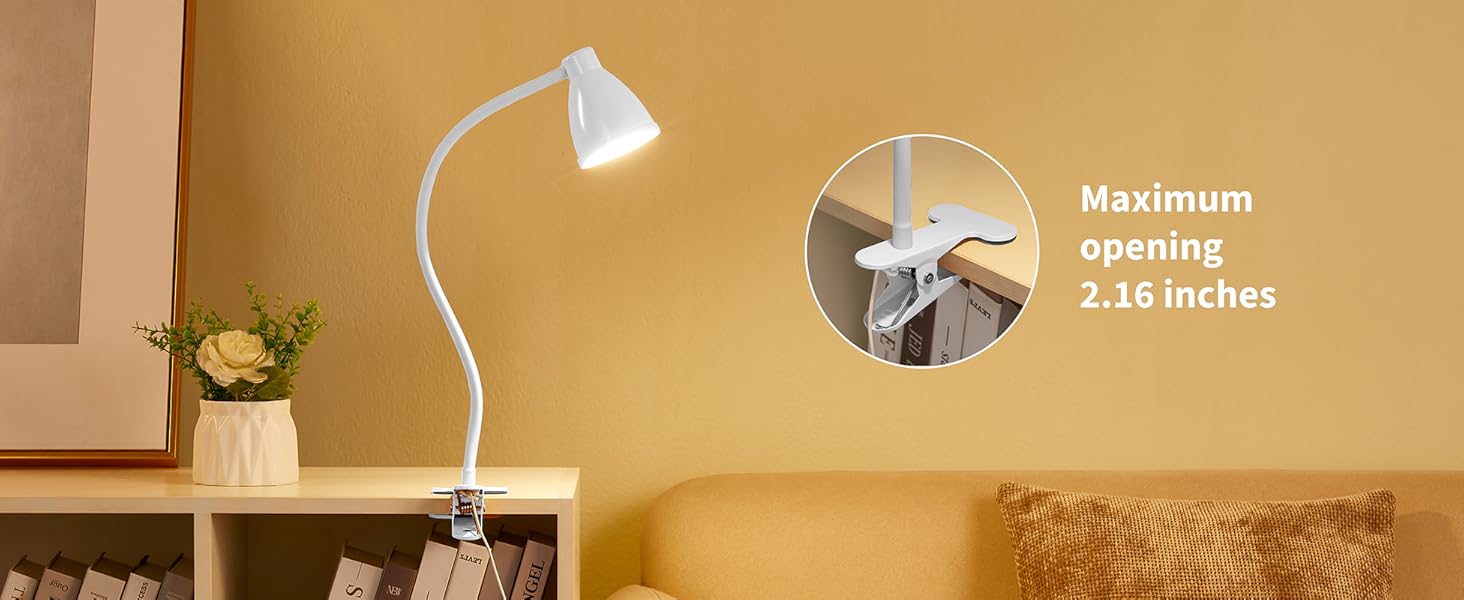 Desk Lamp Reading Light LED Clamp Lamp Flexible Gooseneck Clip on Light for Bed Bedside