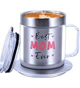 AURAGIFTBS 12oz Self Heating Coffee Mug, Heated Mug with Blue Light, Double Wall Electric Coffee ...
