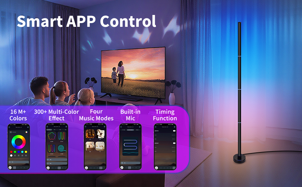YUXORAH RGB Floor Lamp - APP, lights room decor,living room lights,ambient lighting bedroom