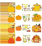 CY2SIDE 36PCS Big Size Fall Religious Pumpkin Sticker for Sunday School | Large Size Fall Christi...
