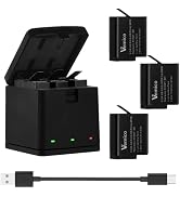 Battery Charger for GoPro Hero 5/6/7/2018 Black 3 Pack 1500mAh Batteries and LED USB-C 3 Slot Cha...