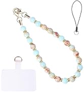 Handmade Beaded Charm Cell Phone Camera Lanyard, Wrist Strap with Natural Gemstone Beads,Phone Ch...