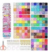 Ybxjges 22400Pcs Clay Beads Bracelet Making Kit,168 Colors Polymer Clay Beads Kit, Flat Heishi Be...