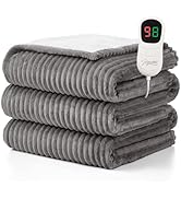 Homemate Heated Blanket Electric Throw - 50"x60" Heating Blanket Throw 1/2/4/6/8 Hours Auto-Off 1...