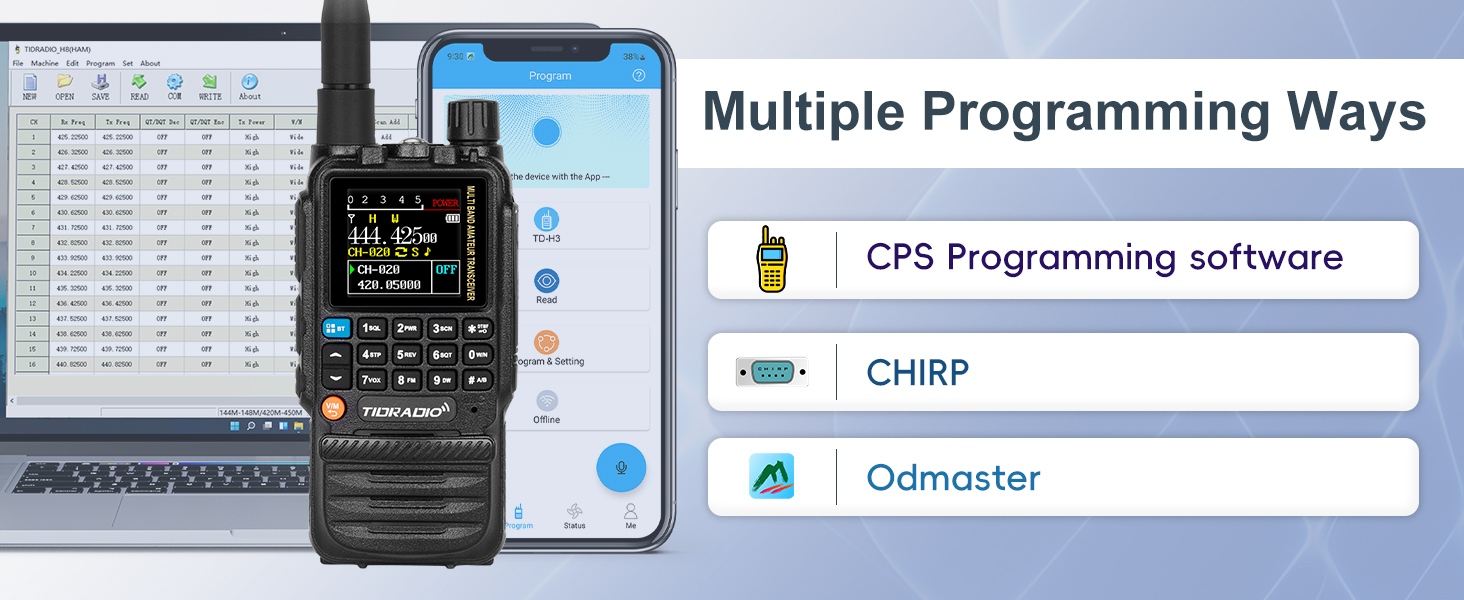 TD-H3 multiple programming ways including CPS, CHIRP and APP programming