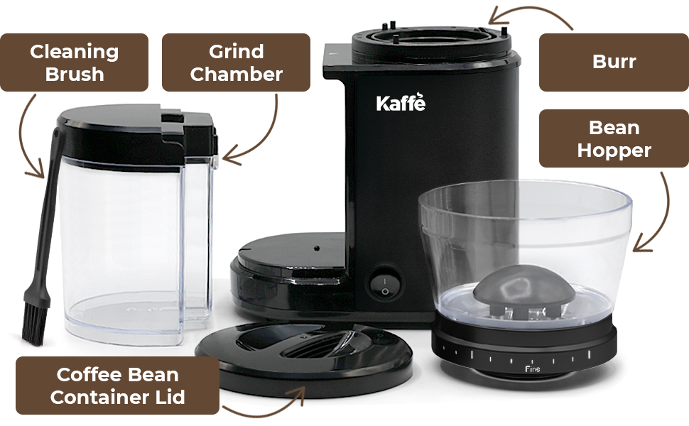 Kaffe Burr Coffee Grinder Electric Adjustable Settings for Precision Coffee Bean Grinding