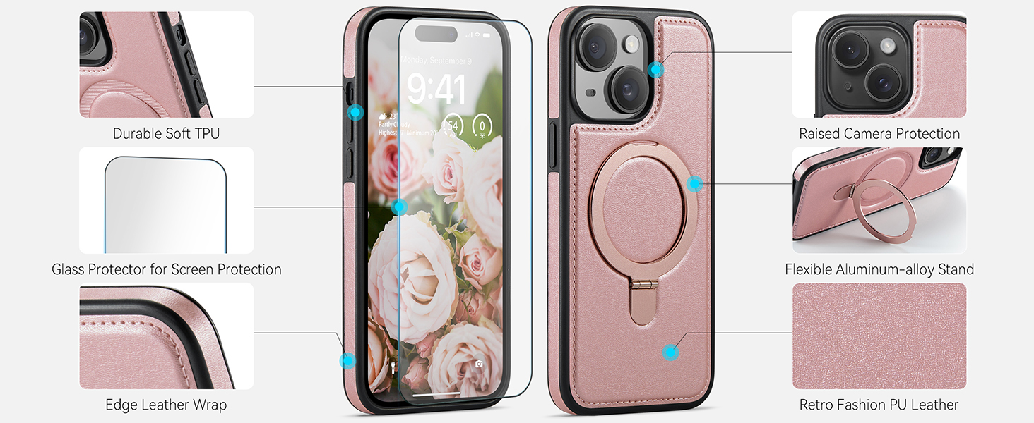 case with stand pu leather compatible with magsafe