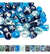 Skyflame 10-Pound Blended Fire Glass Diamonds for Fire Pit Fireplace Landscaping, 1/2 Inch Cobalt...
