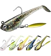 TRUSCEND Pre-Rigged Jig Head Soft Fishing Lures, Paddle Tail Swimbaits for Bass Fishing, Shad or ...
