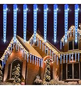 WATERGLIDE 16 Icicles Meteor Shower Lights, 12" Outdoor Icicle Christmas Lights 384 SMD LED Cryst...