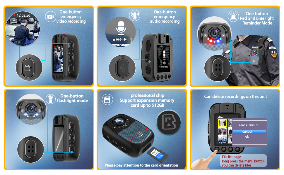 W2 body camera supports one-key operation