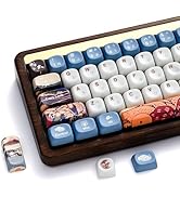 OHY XVX MOA Profile Keycaps Set, Japanese Mount FujiTheme 132 - Key White & Blue Custom Keycaps w...