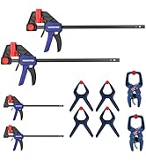 WORKPRO 10-Pack Clamps for Woodworking, 12" &amp; 6" Bar Clamps, 2 Quick-Release Ratcheting Wood Clam...