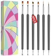 SAVILAND Nail Art Brushes Set - 6pcs Double-End Nail Art Tools Professional Nail Art Kit Dotting ...