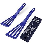 HOTEC Heat Resistant Food grade Silicone Slotted Fish Turner Spatula Set for Kitchen Baking, Cook...