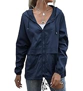 Muzeca Women's Waterproof Raincoat Lightweight Rain Jacket Hooded Windbreaker with Pockets for Ou...