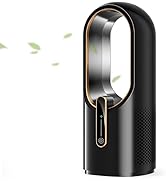 Misby Desk Fan, 11.8 Inch Portable Bladeless Fan, Small Quiet Rechargeable Fan, 3 Adjustable Spee...