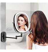 FUNTOUCH 30X 1X Wall Mounted Makeup Mirror with Light, Oval Rechargeable Double-Sided Magnifying ...