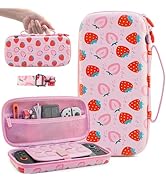 FUNDIARY Pink Strawberry Switch 2 Carrying Case for Nintendo Switch 2(2025), Large Capacity Cute ...