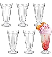 Mezchi 6 Pack Acrylic Milkshake Glasses, 15 OZ Clear Old Fashioned Soda Glass, Shatterproof Foote...