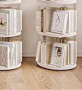 SYNCVIBE 4 Tier Rotating Bookshelf, Small Corner Bookshelf for Small Space, 360 Display Floor Sta...