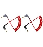 GINTOOYUN 2PCS 3.5mm TRS to TRRS Adapter Micphone Cable SC7 Cord Coiled Audio Wire Micphone Lead ...
