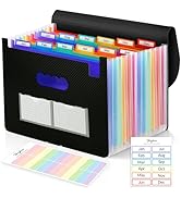 SKYDUE Accordion File Organizer, 12 Pockets File Folders, Letter Size Expanding File Folder with ...