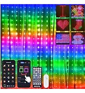 4th of July Smart Curtain String Lights App Controlled - 400 LED DIY Hanging Fairy Light Pattern ...