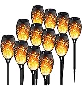 KYEKIO 12Pack Solar Torches with Flickering Flame, Solar Lights Outdoor Waterproof, Garden Lights...