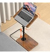 TV Tray Table for Couch, Height Adjustable/360° Swivel/180° Flip-Over Panel Design C-Shaped End T...