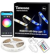 Tatazone RGBCCT Bluetooth LED Strip Lights with RF Remote, 16.4FT Tunable White 3000K-6500K+RGB L...