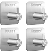 KREBS Waterproof Stainless Steel Hook for Kitchen Bathroom,Towel Hooks for Bathroom,Square Heavy ...