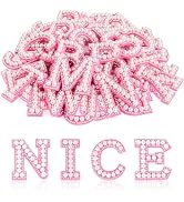 ASTARON 52 Pcs Self Adhesive Letter Patches Pearl Rhinestone Letter Stickers, Glitter Rhinestone ...