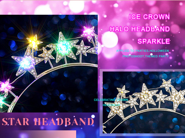 star headband with 3 modes lights,applies to both Daily Dress and Rave Dress