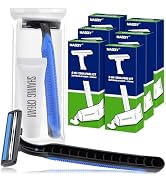 MAGDIY 6 Pack Disposable Razors Bulk with Shaving Cream (10g) for Men, Shaving Kit for Men, Twin ...