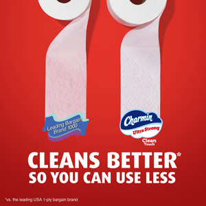 Comparing the Leading Bargain Brand 1000 and Charmin Ultra Strong Mega Roll Textures.