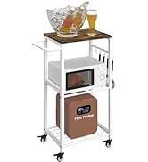 Sungaryard 3-Tier Rolling Kitchen Cart Microwave Stand on Wheel, Movable Coffee Bar Cart with Met...