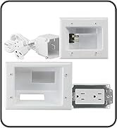 DATA COMM 45-0024-WH Recessed Pro-Power Kit with Duplex Receptacle and Straight Blade Inlet, White